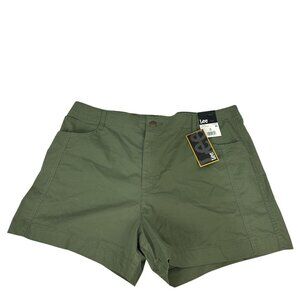 Lee Womens 4 Inch Shorts Olive Grove Size 18 Cotton Stretch High Quality